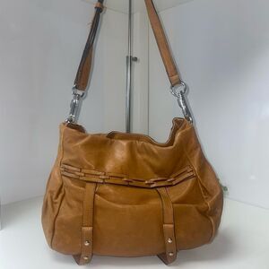 Joelle Hawkins Chic Brown Leather Slouchy Hobo Bag
